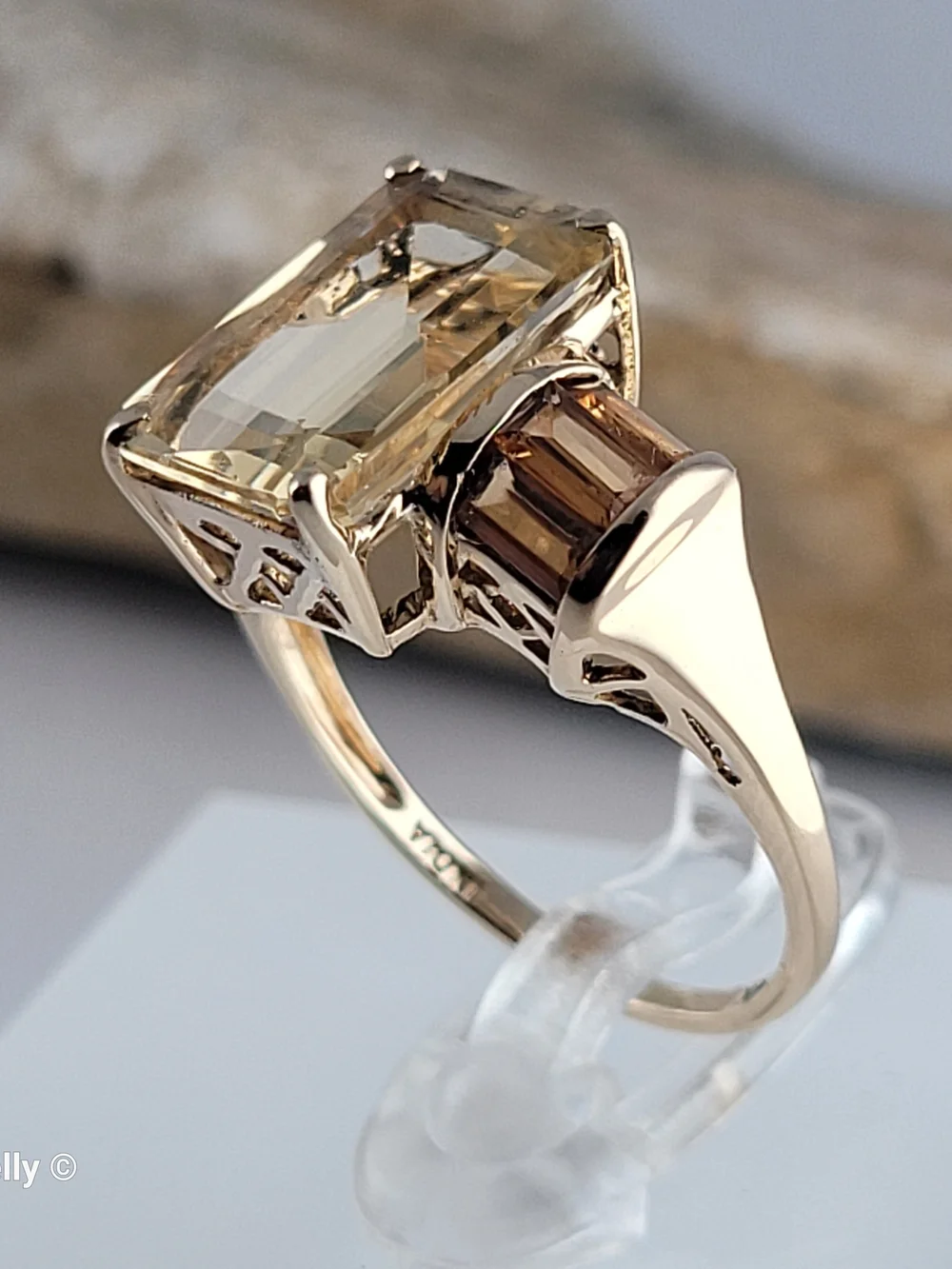 14K Yellow Gold Quartz and Citrine Ring Size 6.75 - Solid Gold! 👌🎁